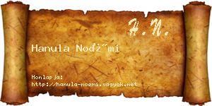 Hanula Noémi névjegykártya